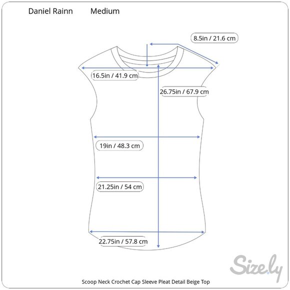 Daniel Rainn Scoop Neck Crochet Cap Sleeves Front Pleat Detail Lined Top Medium - Picture 10 of 10